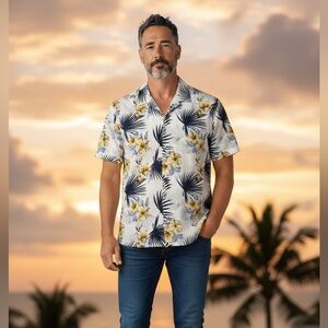 Newport Isle Tropical Floral Men's Shirt Sz XL